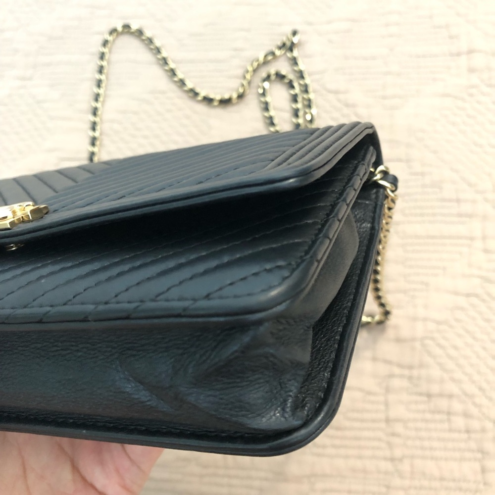 Chanel Lambskin Chevron Boy WOC wallet on chain black gold tone hardware - Picture 7 of 15